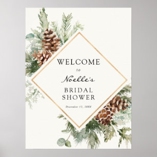 Winter Baby Shower Evergreen Welcome Poster