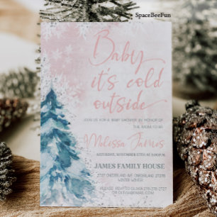 Winter baby shower Girl Baby it's cold outside Bab Invitation