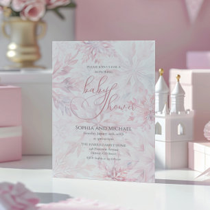 Winter Baby Shower Girl Pink Snowflake Invitation