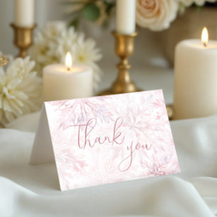 Winter Baby Shower Girl Pink Snowflake  Thank You Card