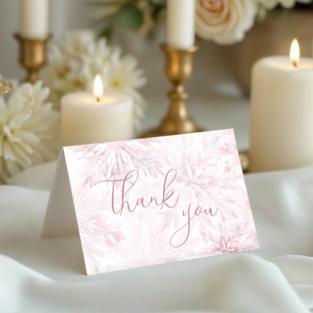 Winter Baby Shower Girl Pink Snowflake  Thank You Card (Creator Uploaded)