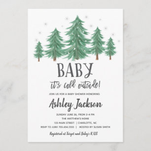 winter Baby Shower Greenery Woods Invitation