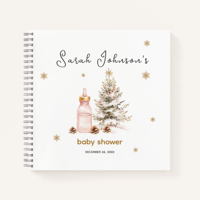Winter Baby Shower Guestbook Notebook (Front)