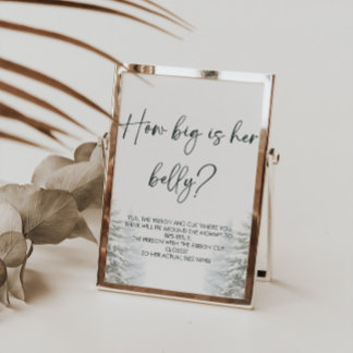Winter Baby Shower How Big Is Her Belly Game Sign
