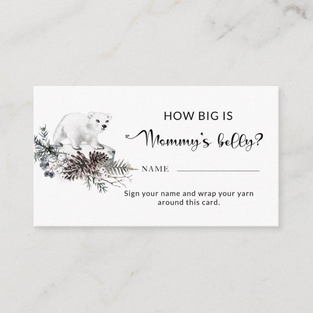 Winter baby shower how big is mummy's belly enclos enclosure card (Front)