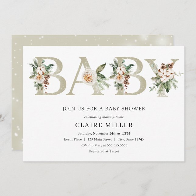 Winter Baby Shower invitation (Front/Back)