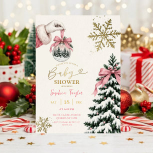 Winter Baby Shower Invitation Elegant Snowy Chri