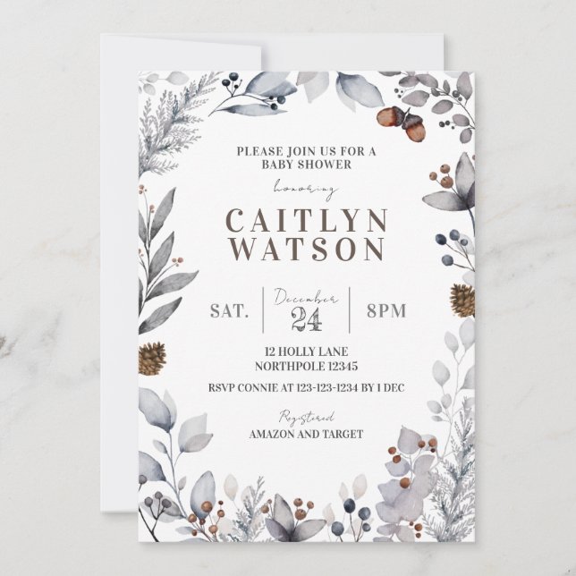 Winter Baby Shower Invitation, Gender Neutral  Invitation (Front)