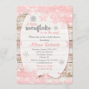 winter baby shower invitation pink and silver