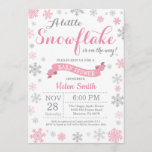 Winter Baby Shower Invitation Pink Snowflake<br><div class="desc">Winter Baby Shower invitation. Pink Snowflake. Girl Baby Shower Invitation. Winter Holiday Baby Shower Invite. Pink and Grey Silver Snowflakes. White Background. For further customisation,  please click the "Customise it" button and use our design tool to modify this template.</div>