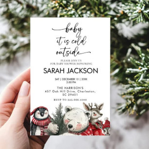 Winter Baby Shower Invitation set, baby it's cold 
