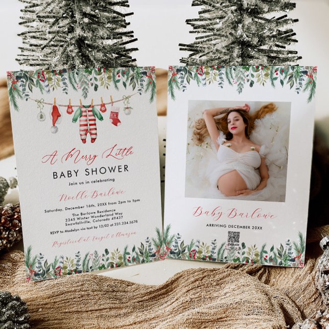 Winter Baby Shower Invitation with Photo Back Side (Creator Uploaded)