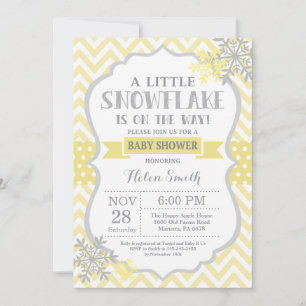 Winter Baby Shower Invitation Yellow Snowflake