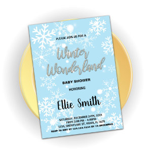 Winter Baby Shower Invitations Blue