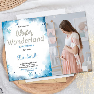 Winter Baby Shower Invitations Blue Cloud Photo