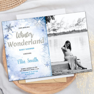 Winter Baby Shower Invitations Blue Photo