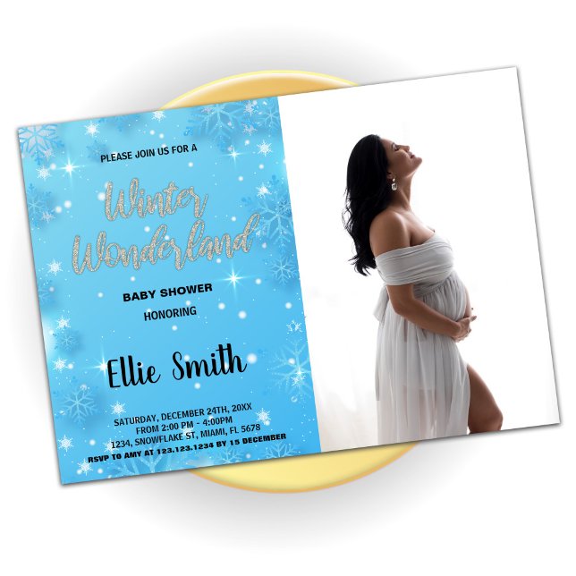 Winter Baby Shower Invitations Blue Photo (Winter Baby Shower Invitations Blue Photo)
