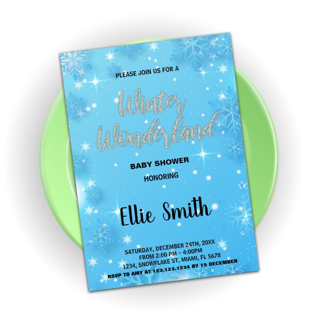 Winter Baby Shower Invitations Blue Silver (Winter Baby Shower Invitations Blue Silver)