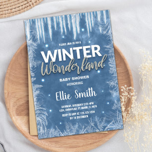 Winter Baby Shower Invitations  Ice Glitter Silver