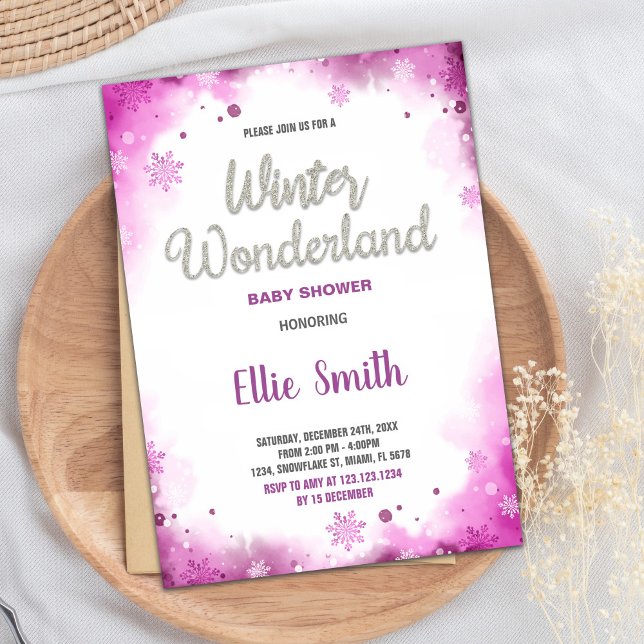 Winter Baby Shower Invitations Pink Cloud (Winter Baby Shower Invitations Pink Cloud)