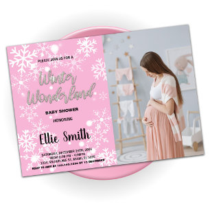Winter Baby Shower Invitations Pink Photo