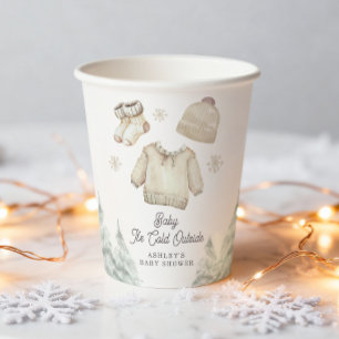 Winter Baby Shower It's Cold Outside Unisex Snow Paper Cups