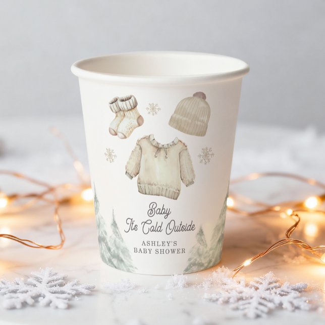 Winter Baby Shower It's Cold Outside Unisex Snow Paper Cups (Creator Uploaded)