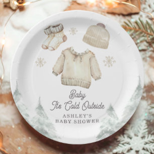 Winter Baby Shower It's Cold Outside Unisex Snow Paper Plate