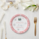 Winter Baby Shower  Paper Plate<br><div class="desc">Winter Baby Shower Paper Plates with pine trees and snowflakes.</div>