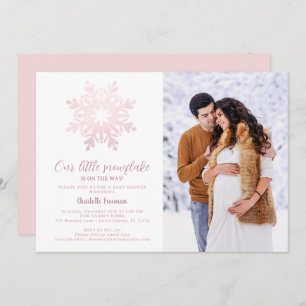 Winter Baby Shower Photo Invitation - Blush Pink