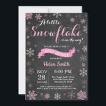 Winter Baby Shower Pink Snowflake Chalkboard Invitation<br><div class="desc">Winter Baby Shower invitation. Pink Snowflake. Girl Baby Shower Invitation. Winter Holiday Baby Shower Invite. Pink and White Snowflakes. Chalkboard Background. For further customisation,  please click the "Customise it" button and use our design tool to modify this template.</div>
