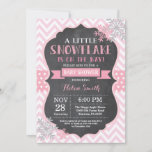 Winter Baby Shower Pink Snowflake Chalkboard Invitation<br><div class="desc">Winter Baby Shower invitation. Pink Snowflake. Chalkboard Background. Girl Baby Shower Invitation. Winter Holiday Baby Shower Invite. Pink and Grey Silver Snowflakes. White Background. For further customisation,  please click the "Customise it" button and use our design tool to modify this template.</div>
