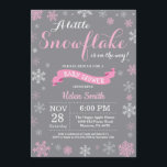 Winter Baby Shower Pink White and Grey Snowflake Invitation<br><div class="desc">Winter Baby Shower invitation. Pink White and Grey Snowflake. Girl Baby Shower Invitation. Winter Holiday Baby Shower Invite. Pink and White Snowflakes. Grey Background. For further customisation,  please click the "Customise it" button and use our design tool to modify this template.</div>