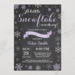 Winter Baby Shower Purple Snowflake Chalkboard Invitation<br><div class="desc">Winter Baby Shower invitation. Purple Snowflake. Girl Baby Shower Invitation. Winter Holiday Baby Shower Invite. Purple and White Snowflakes. Chalkboard Background. For further customisation,  please click the "Customise it" button and use our design tool to modify this template.</div>