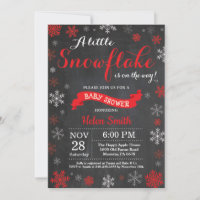 Winter Baby Shower Red Chalkboard
