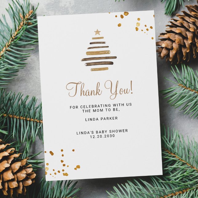 Winter baby shower rustic tree  thank you card (Creator Uploaded)