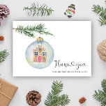 Winter baby shower thank you<br><div class="desc">Winter branch with a toy. Watercolor baby shower invitation with Christmas pine branch with New Year's toy balls inside a gingerbread house. Matching items available.</div>