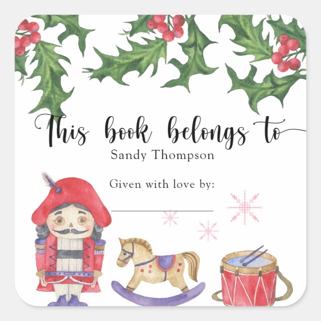 Winter Baby Shower - this book belongs to Square Sticker (Front)