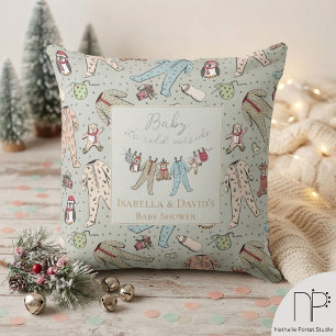 Winter Baby Shower Throw Pillow