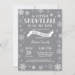 Winter Baby Shower White and Grey Snowflake Invitation<br><div class="desc">Winter Baby Shower invitation. White and Grey Snowflake. Boy or Girl Baby Shower Invitation. Winter Holiday Baby Shower Invite. White and Grey Snowflakes. Grey Background. For further customisation,  please click the "Customise it" button and use our design tool to modify this template.</div>