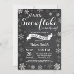 Winter Baby Shower White Snowflake Chalkboard Invitation<br><div class="desc">Winter Baby Shower invitation. White Snowflake. Boy or Girl Baby Shower Invitation. Winter Holiday Baby Shower Invite. White Snowflakes. Chalkboard Background. For further customisation,  please click the "Customise it" button and use our design tool to modify this template.</div>