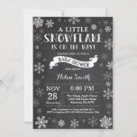 Winter Baby Shower White Snowflake Chalkboard Invitation<br><div class="desc">Winter Baby Shower invitation. White Snowflake. Boy or Girl Baby Shower Invitation. Winter Holiday Baby Shower Invite. White Snowflakes. Chalkboard Background. For further customisation,  please click the "Customise it" button and use our design tool to modify this template.</div>