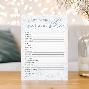 Winter Baby Shower Word Scramble Game Card