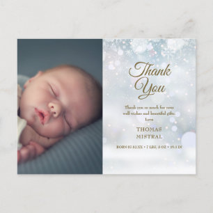 Winter Baby SnowflakesThank You Photo Birth Announcement Postcard