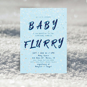 Winter Baby Sprinkle   Blue Snow Flurry Invitation
