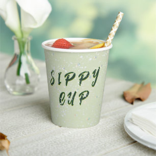 Winter Baby Sprinkle Green Snow Flurry Paper Cups