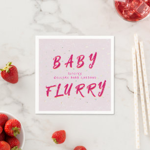 Winter Baby Sprinkle Pink Snow Flurry Napkin