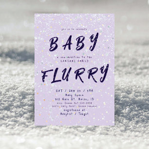 Winter Baby Sprinkle   Purple Snow Flurry Invitation