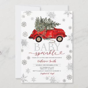 Winter Baby Sprinkle Red Card Christmas