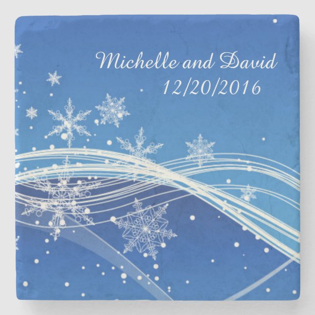 Winter Background Personalised Stone Coaster (Front)
